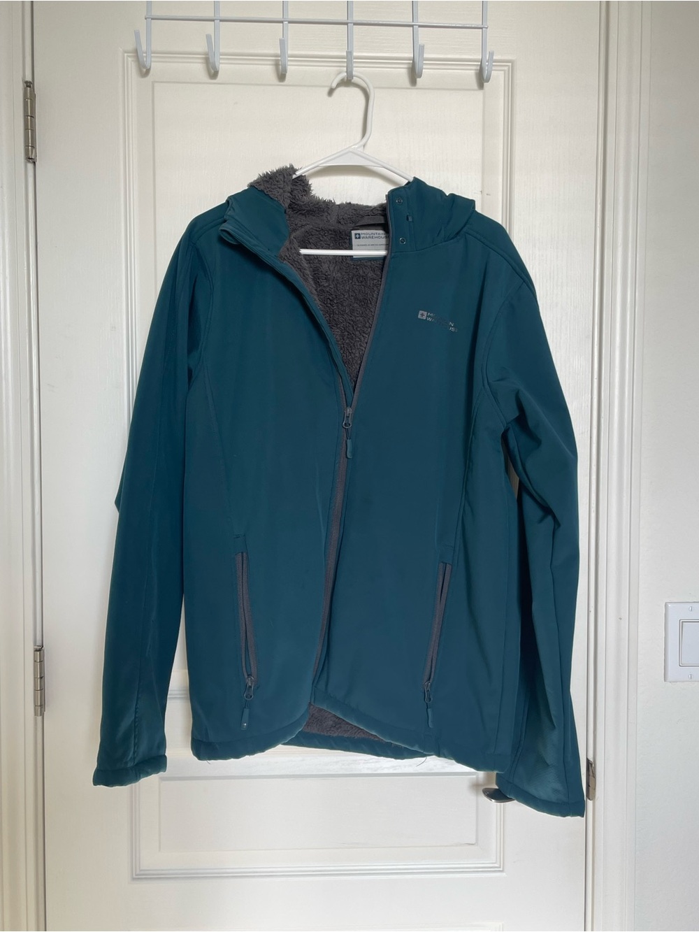 Teal Hooded Softshell Jacket with Sherpa Lining